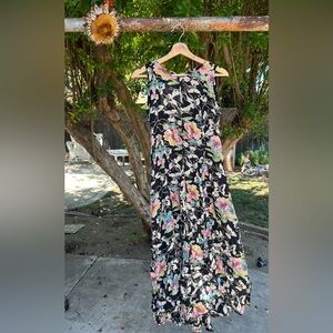 Vintage 90’s Olivia Pink and Green Sleeveless Sundress for Resort Wear